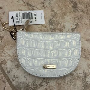 Brahmin Iridescent White Croc-Embossed Mini Coin Pouch shell NWT